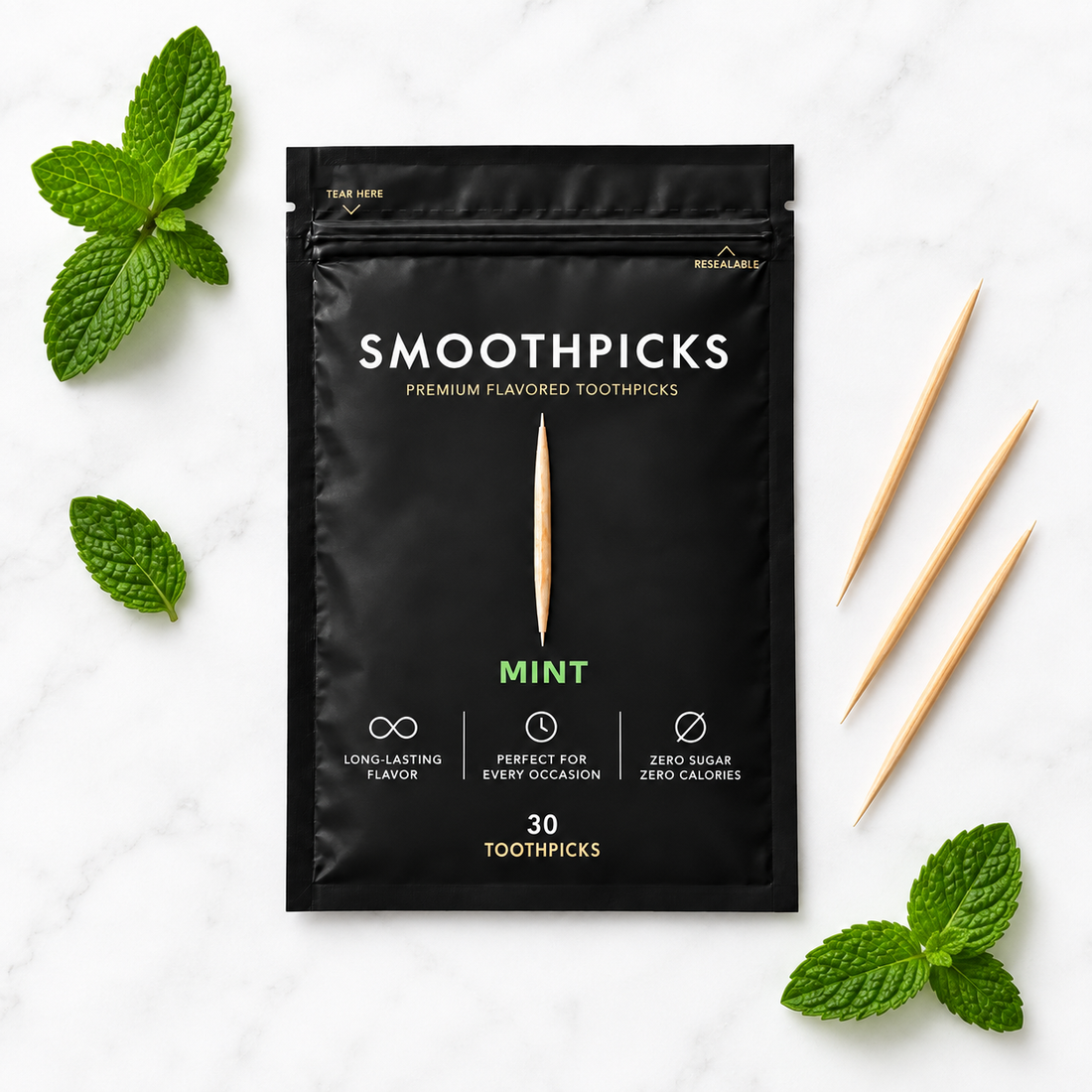Mint flavored toothpicks