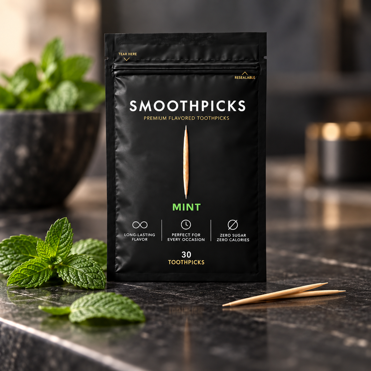 Mint flavored toothpicks